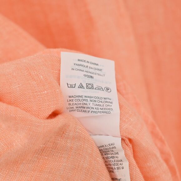 J CREW Top Womens Size 0 Orange Baird Mcnutt Irish Linen Boxy Pocket Blouse - Picture 10 of 13